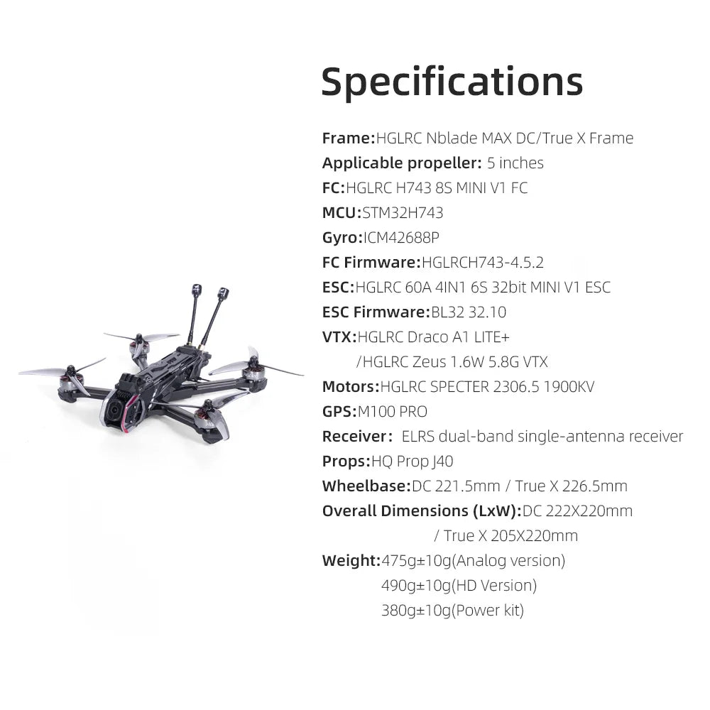 HGLRC Nblade MAX 5-inch drone For Freestyle cinematic FPV Drone