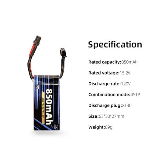 HGLRC 2S 720mAh - 4S 850mAh Power Lithium-ion Battery, High Discharge Rate LIHV-LIPO Battery for RC FPV Racing Drone_2