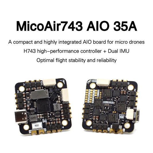 MicoAir H743 AIO 35A AM32 25.5×25.5 3-6S Flight Controller