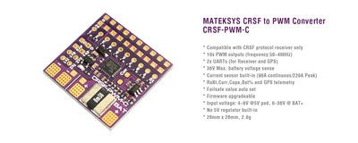 MATEK CRSF TO PWM Converter CRSF-PWM-6 CRSF-PWM-C