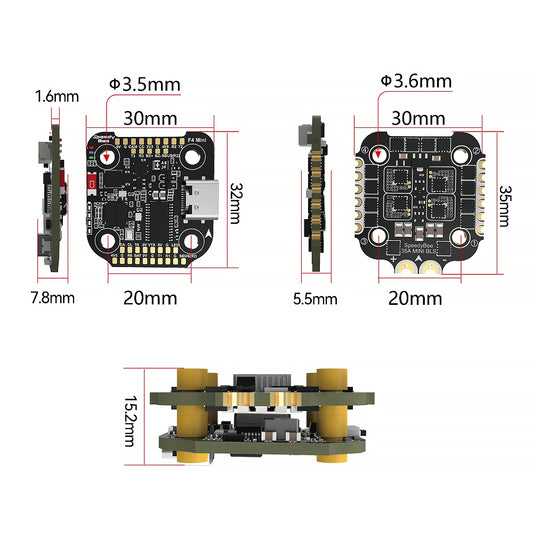 SpeedyBee F405 Mini BLS 35A 20x20 Stack Flight Controller BLS 35A Mini V2 4in1 ESC for RC FPV Racing Drone