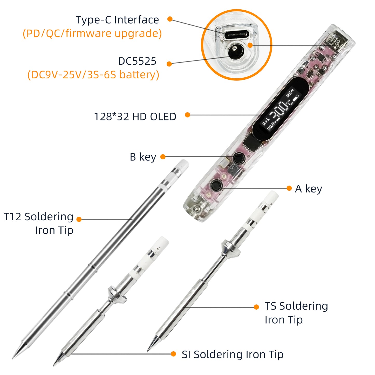 SEQURE SI012 Pro Max Portable OLED Soldering Iron With Color Ambience Light Chinese, English And Russian Menu Applicable T12/TS/SI Soldering Iron Tips