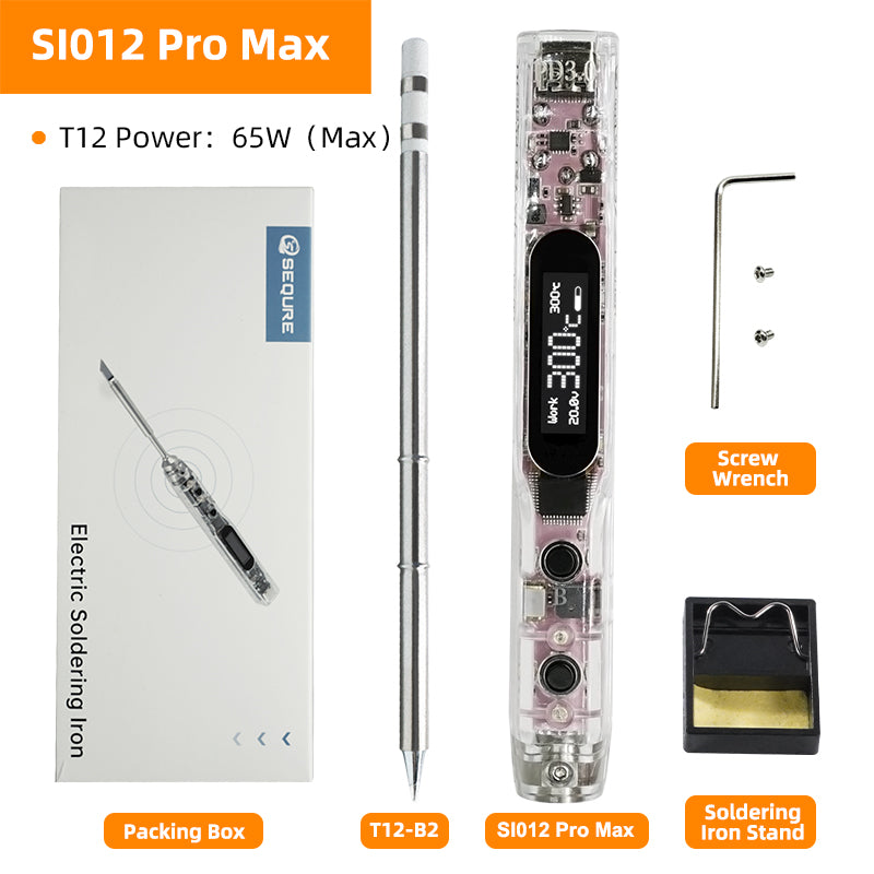 SEQURE SI012 Pro Max Portable OLED Soldering Iron With Color Ambience Light Chinese, English And Russian Menu Applicable T12/TS/SI Soldering Iron Tips