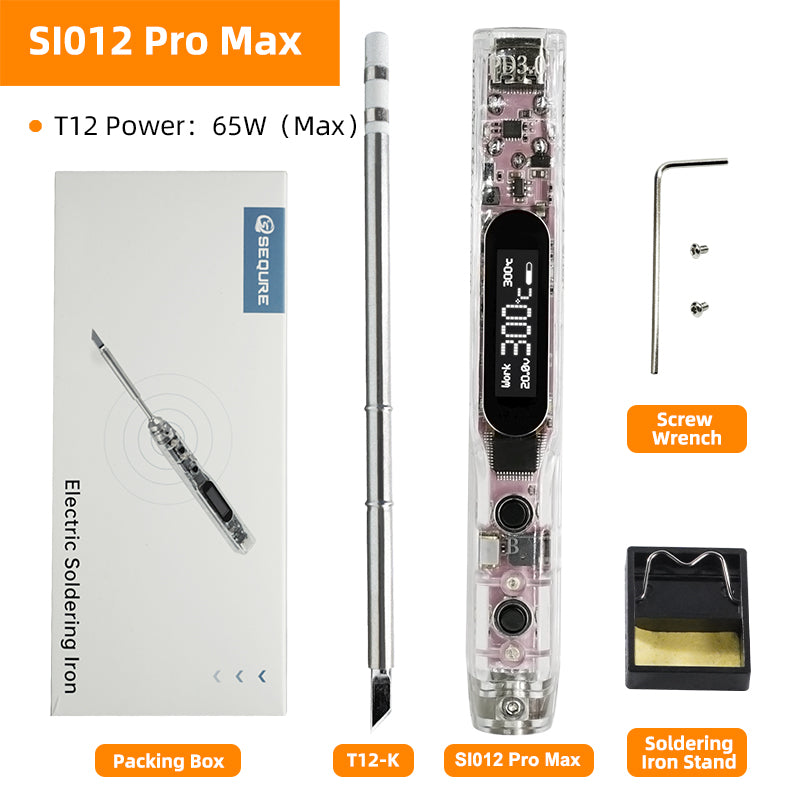 SEQURE SI012 Pro Max Portable OLED Soldering Iron With Color Ambience Light Chinese, English And Russian Menu Applicable T12/TS/SI Soldering Iron Tips