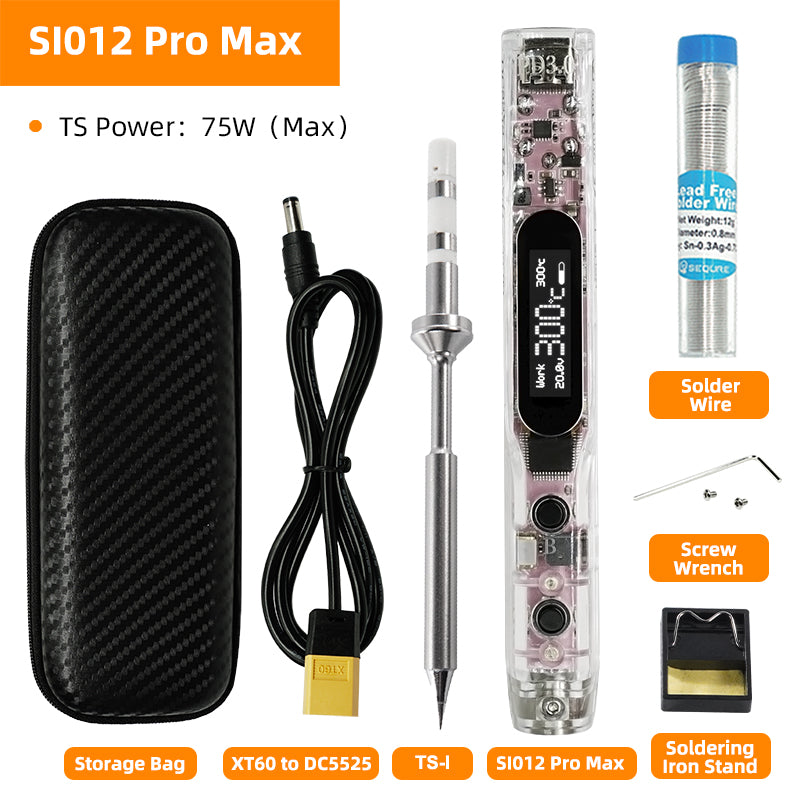 SEQURE SI012 Pro Max Portable OLED Soldering Iron With Color Ambience Light Chinese, English And Russian Menu Applicable T12/TS/SI Soldering Iron Tips