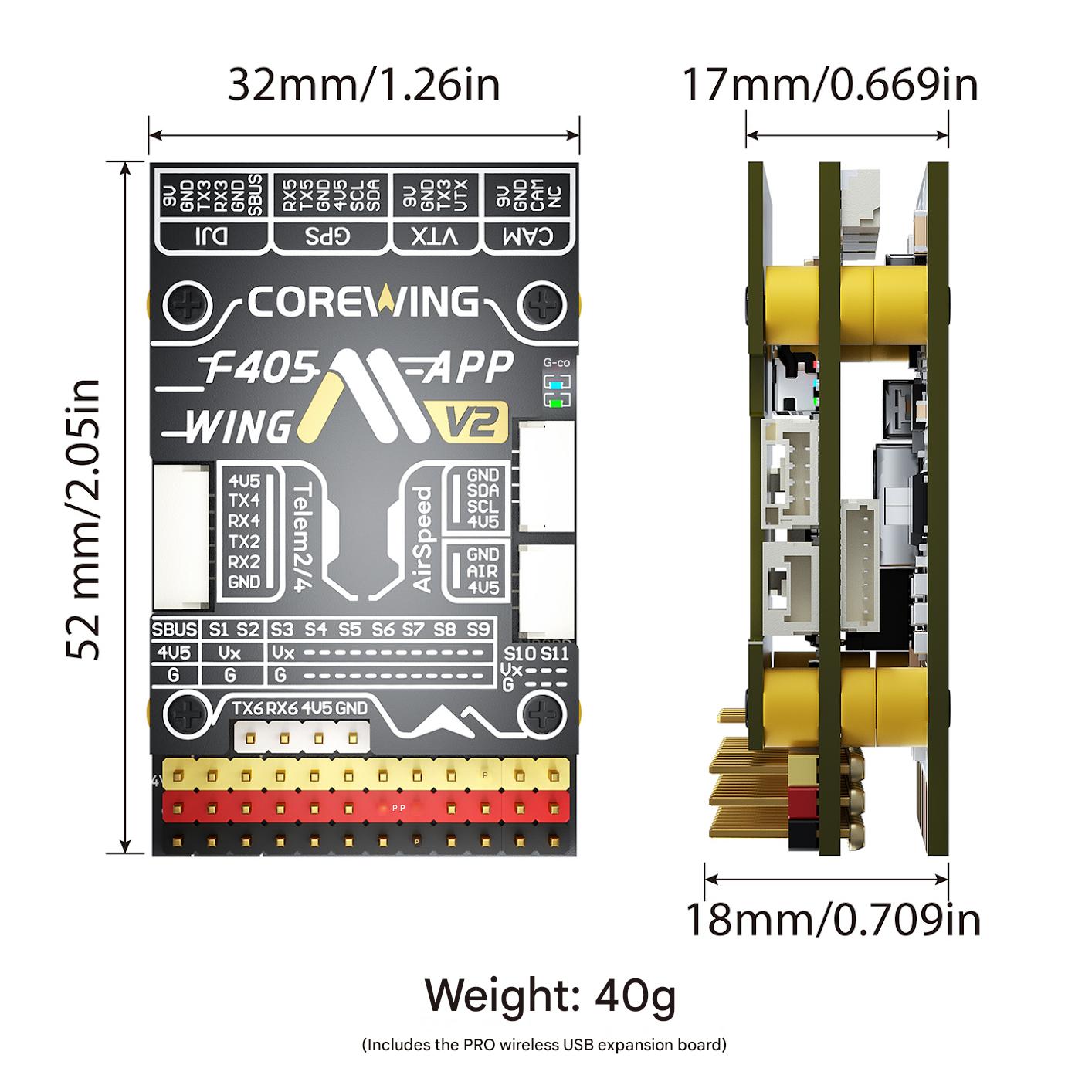 COREWING F405 Wing V2 Fixed-wing Model AirplaneDrone Flight Control System with Vertical Take-off Ardupilot