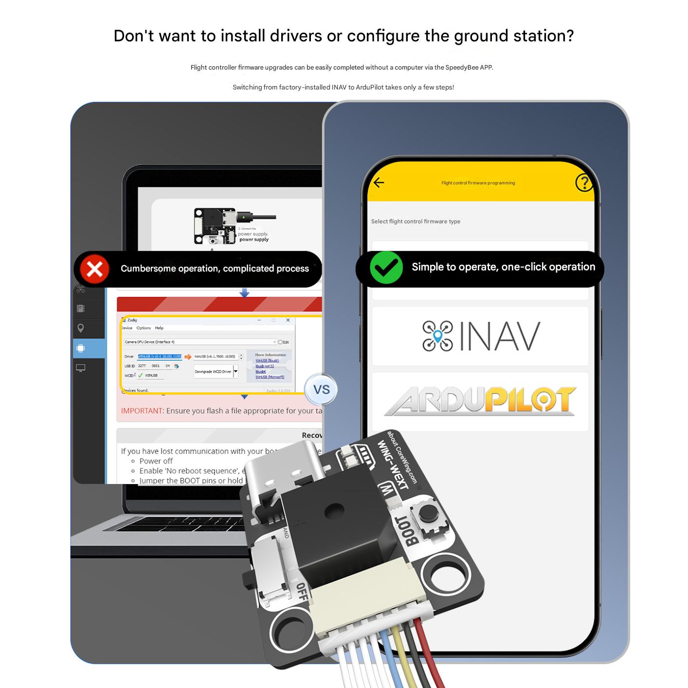 COREWING F405 Wing V2 Fixed-wing Model AirplaneDrone Flight Control System with Vertical Take-off Ardupilot