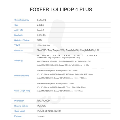 Foxeer Lollipop 4 Plus 4+ FPV Antenna 5.8G 2.6Dbi Omni Mini Antenna
