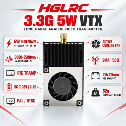 HGLRC 3.3G 5W FPV VTX 64CH