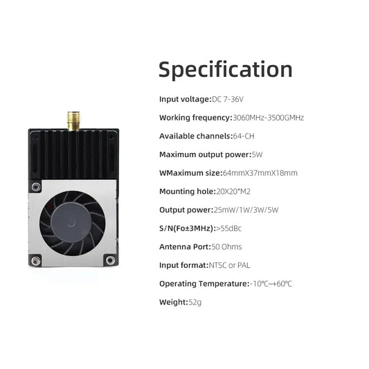 HGLRC 3.3G 5W FPV VTX 64CH