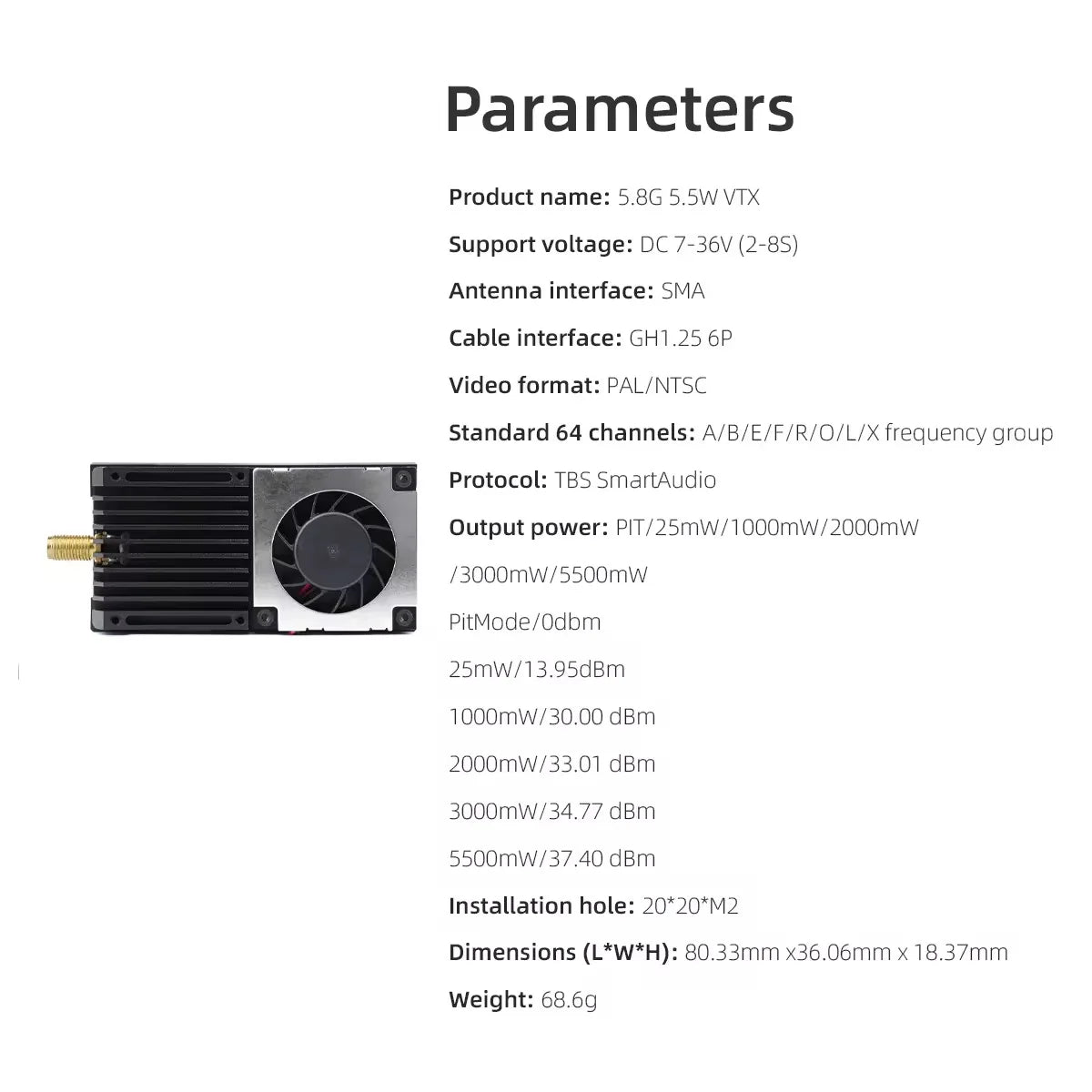HGLRC 5.8G 5.5W High Power VTX
