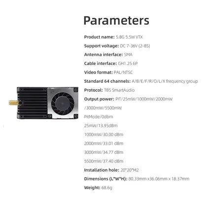 HGLRC 5.8G 5.5W High Power VTX
