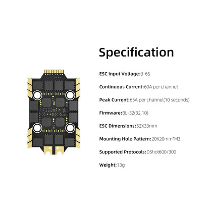 HGLRC 60A 4IN1 6S 32Bit MINI V1 ESC
