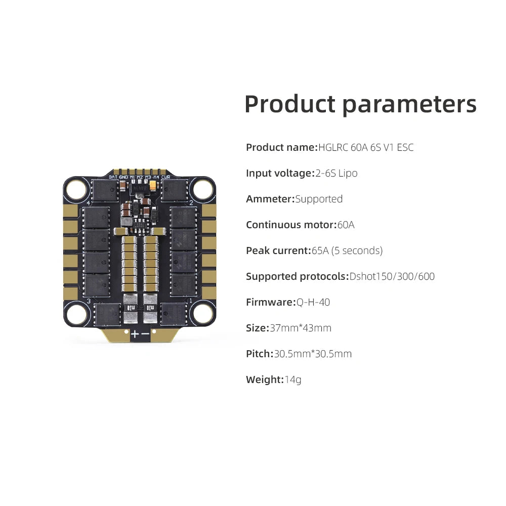 HGLRC 60A 6S V1 4-in-1 ESC BLHELI_S