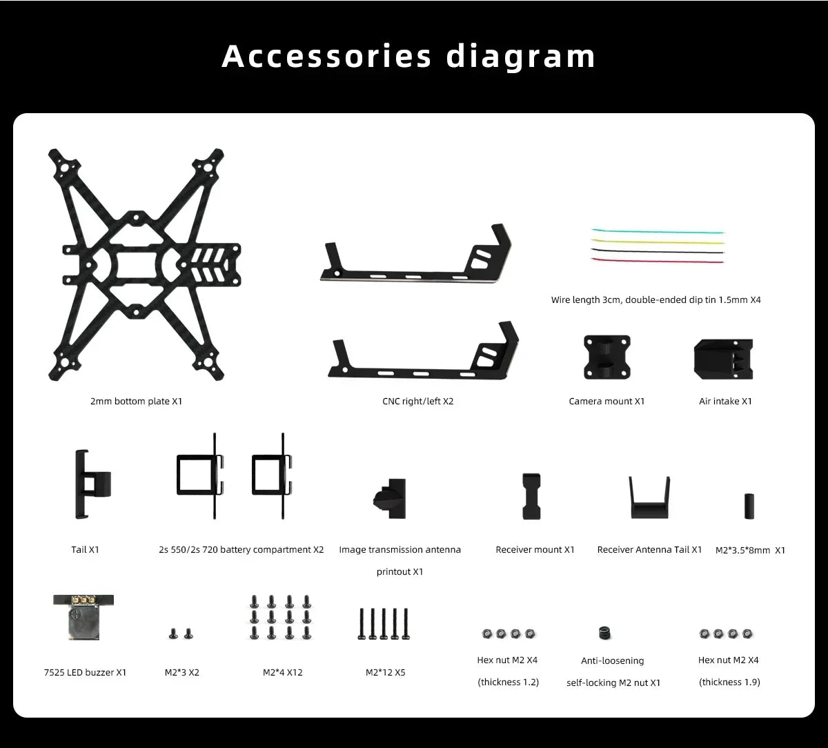 HGLRC Draknight 2inch 91mm Ultra-light Toothpick FPV Frame