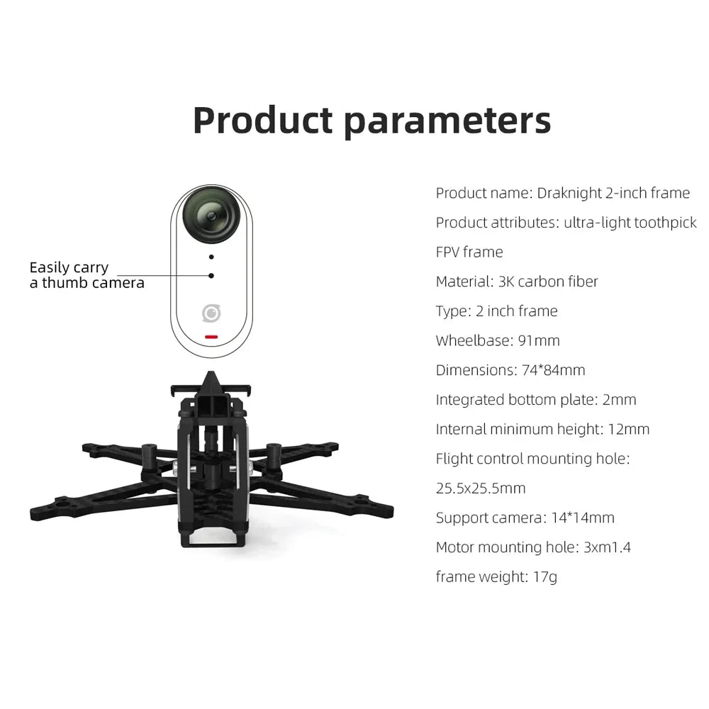 HGLRC Draknight 2inch 91mm Ultra-light Toothpick FPV Frame