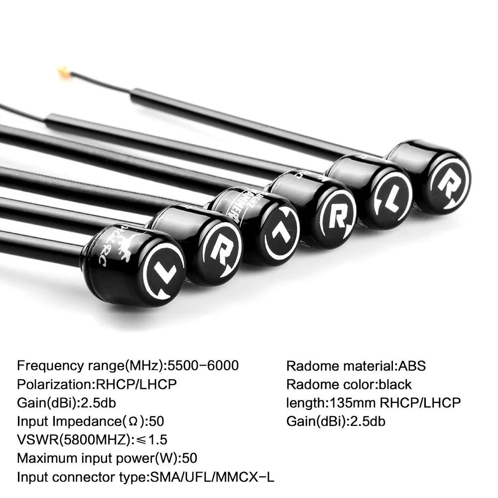 HGLRC Langstrecken-Hammer-Mini-RHCP/LHCP 2,5 dBi Super-Mini-5,8G-Antenne für RC-Drohne