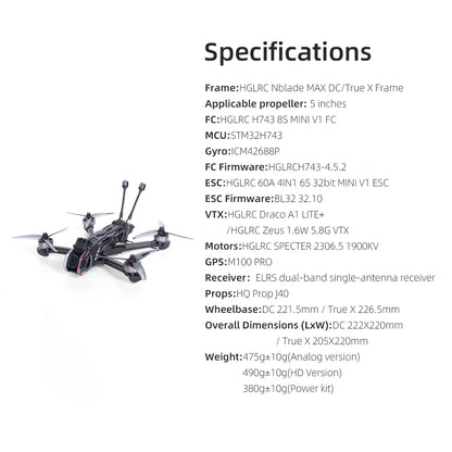 HGLRC Nblade MAX 5-inch drone For Freestyle cinematic FPV Drone