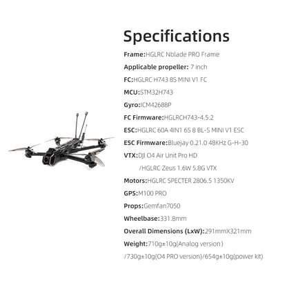 HGLRC Nblade PRO 7-inch Long Battery Life Freestyle Cinematic FPV Drone