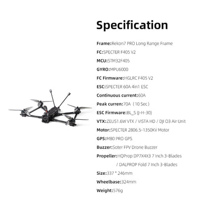 HGLRC Rekon7 PRO 7inch FPV Long Range Analog Drone