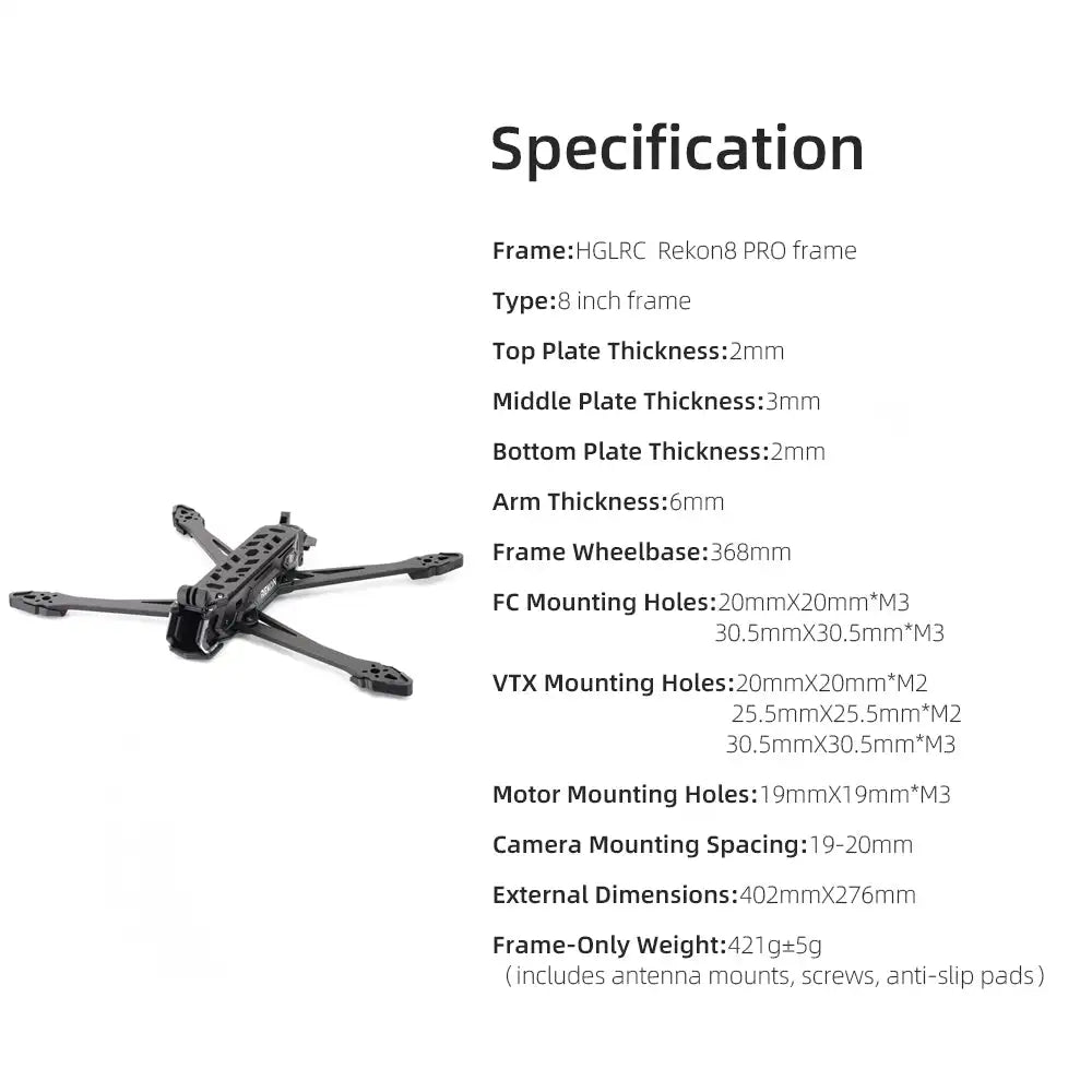 HGLRC Rekon8 PRO 8-inch Long-range Frame