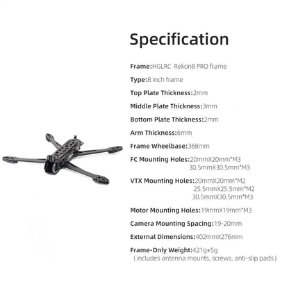 HGLRC Rekon8 PRO 8-inch Long-range Frame