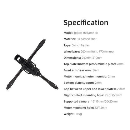 HGLRC Rekon Y6 5inch Frame Kits