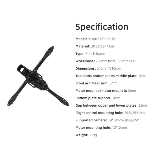 HGLRC Rekon Y6 5inch Frame Kits
