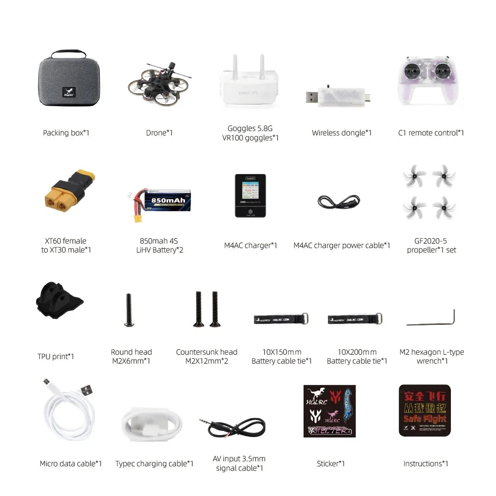 HGLRC Talon 2inch Analog FPV Drone Quadcopter Entry-Level RTF Set