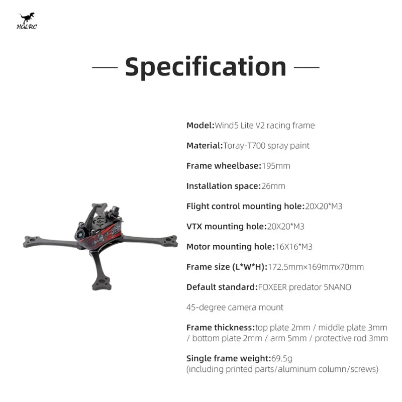 HGLRC Wind 5 Lite V2 5inch Frame Kit