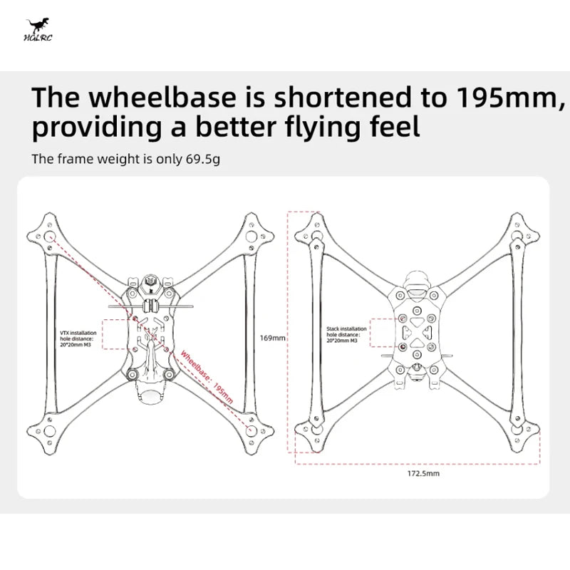 HGLRC Wind 5 Lite V2 5inch Frame Kit