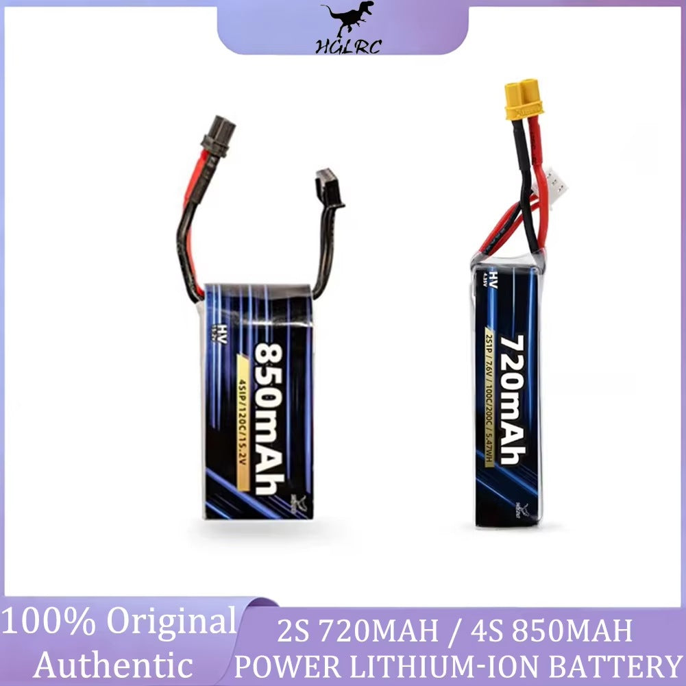 HGLRC 2S 720mAh - 4S 850mAh Power Lithium-ion Battery, High Discharge Rate LIHV-LIPO Battery for RC FPV Racing Drone