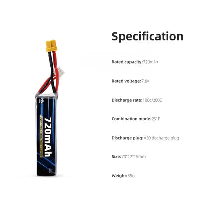 HGLRC 2S 720mAh - 4S 850mAh Power Lithium-ion Battery, High Discharge Rate LIHV-LIPO Battery for RC FPV Racing Drone_6