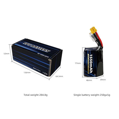HGLRC 6S 1550mAh 180C - 3300mAh 85C - 8000mAh 85C LiPo Battery XT60 Plug for 5 Inch FPV Racing Drone Quadcopter RC FPV_3
