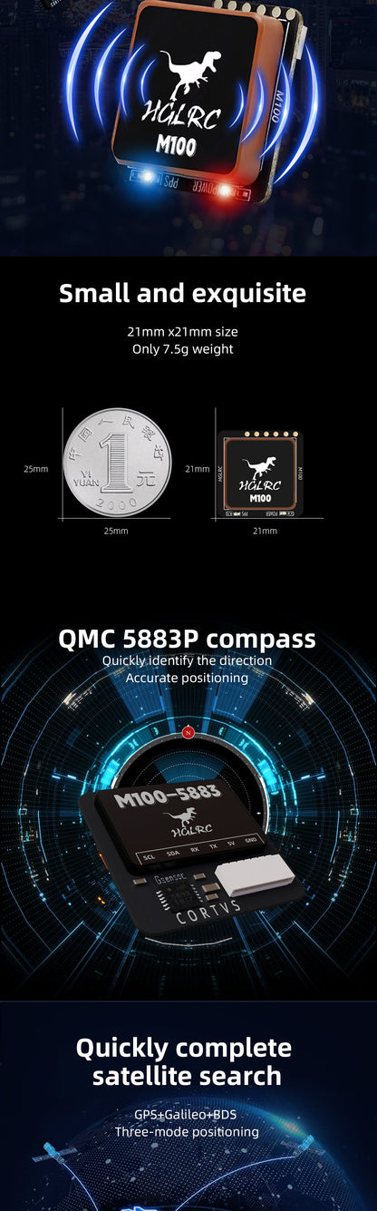 HGLRC M100-5883 GPS/M100-PRO GPS /M100 MINI GPS QMC5883P QMC5883L GPS