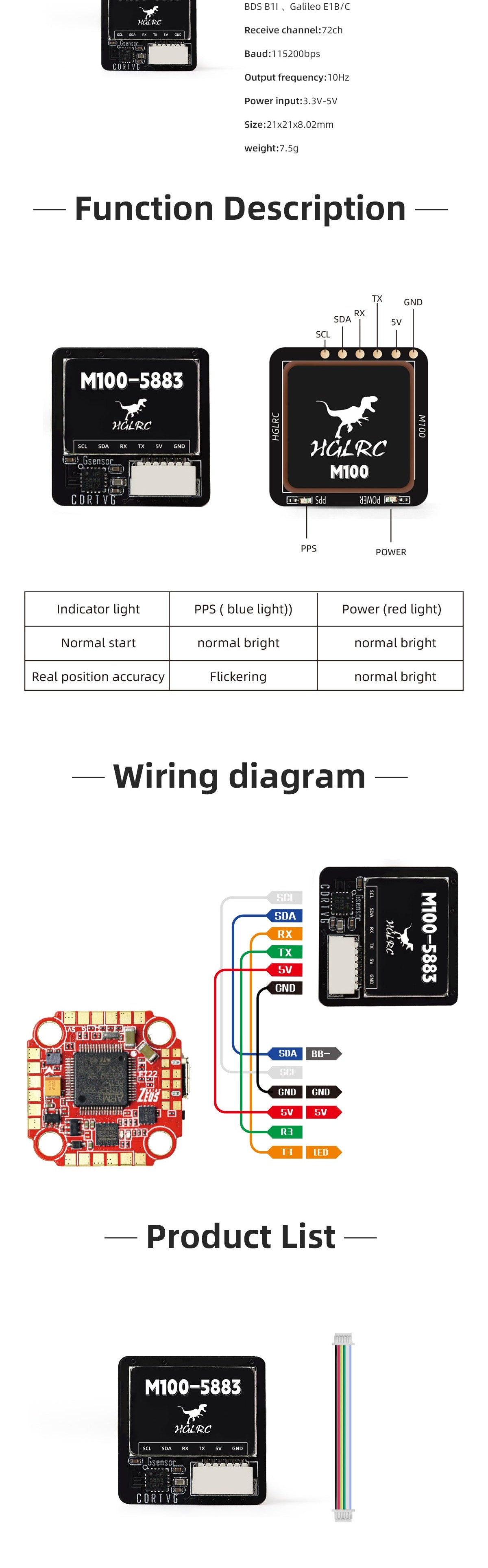 HGLRC M100-5883 GPS/M100-PRO GPS /M100 MINI GPS QMC5883P QMC5883L GPS