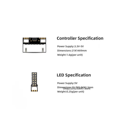 HGLRC RS Racing LED Set FPV Drone Light Kit, Quick Disassembly One-Key Color Switch, 4 RGB LED Strips Controller Set