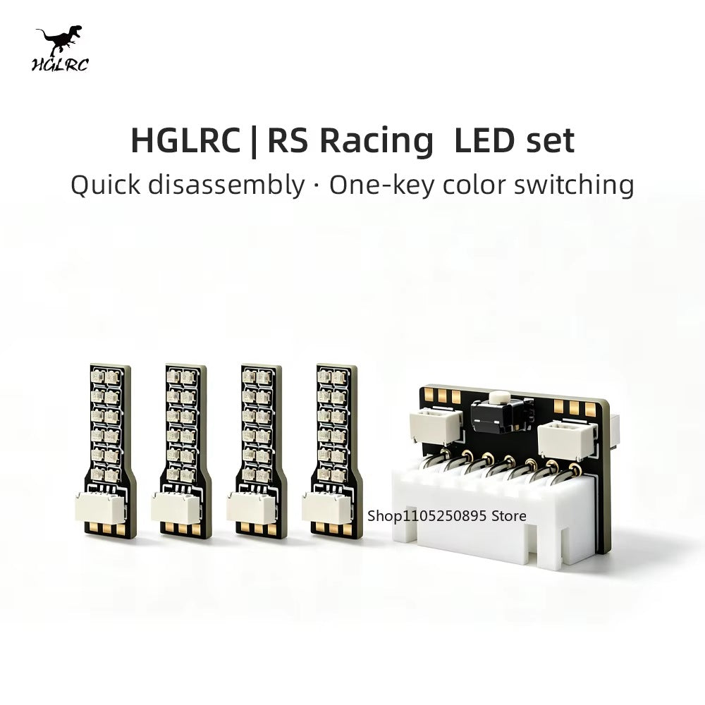 HGLRC RS Racing LED Set FPV Drone Light Kit, Quick Disassembly One-Key Color Switch, 4 RGB LED Strips Controller Set
