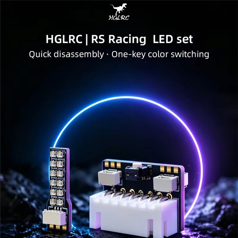 HGLRC RS Racing LED Set FPV Drone Light Kit, Quick Disassembly One-Key Color Switch, 4 RGB LED Strips Controller Set