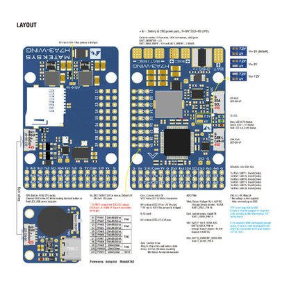 MATEK H7A3 WING Flight Controller F7 3-8S with OSD & MicroSD
