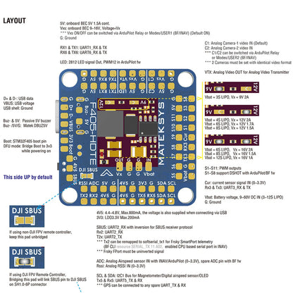 MATEK Mateksys F405-HDTE Flight Controller Supports DJI HD VTX