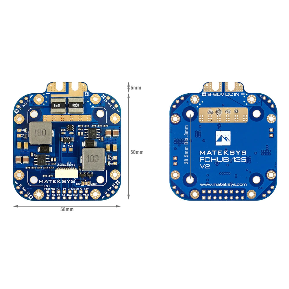 MATEKSYS PDB FCHUB-12S V2 5V / 12V Output 440A Current Sensor 3-12S 30.5mm