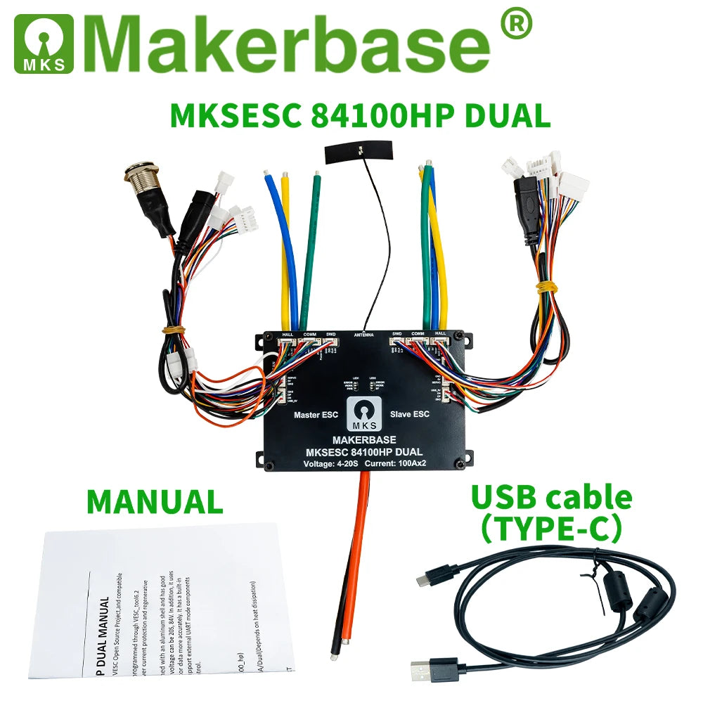 Makerbase Electric Bike Controller Dual Drive 84V 100A High Voltage
