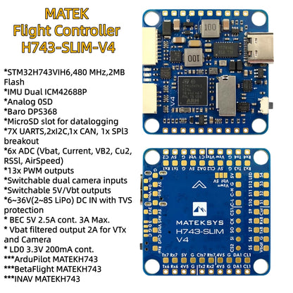 Matek Mateksys H743 SLIM V4 Flight Controller