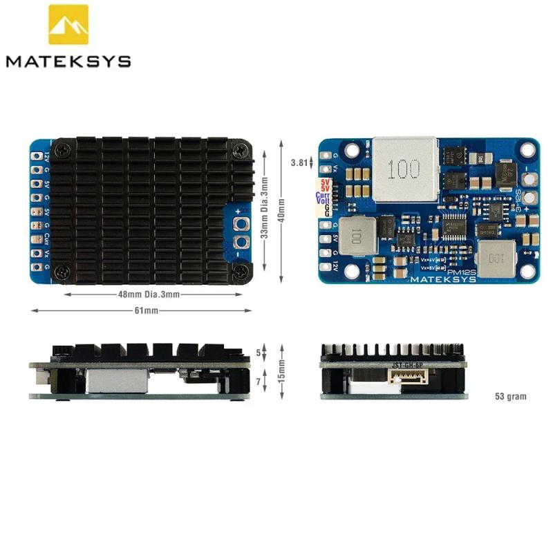 Matek PM12S-3 Power Module - 3-12S LiPo Input W/5V 9V Dual BEC & Heatsink