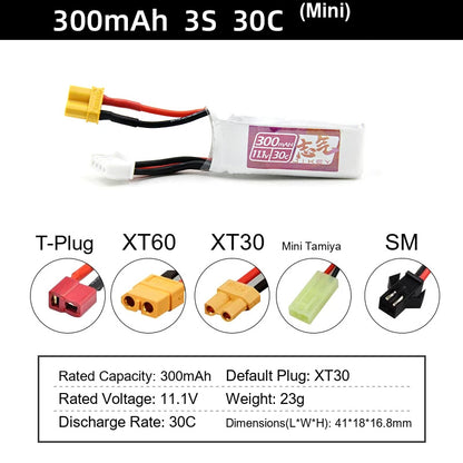 Water gun lithium battery 11.1V 7.4V high-rate 30C polymer launcher battery XT30