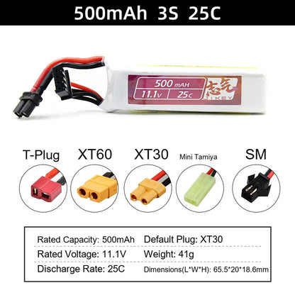 Water gun lithium battery 11.1V 7.4V high-rate 30C polymer launcher battery XT30