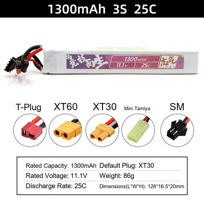 Water gun lithium battery 11.1V 7.4V high-rate 30C polymer launcher battery XT30