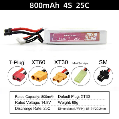 Water gun lithium battery 11.1V 7.4V high-rate 30C polymer launcher battery XT30