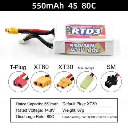 Water gun lithium battery 11.1V 7.4V high-rate 30C polymer launcher battery XT30